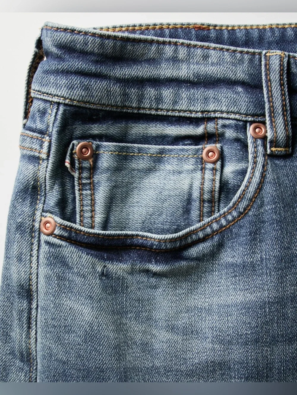 Flint and Tinder Stretch Selvedge Denim Jeans - Light Wash - 33 x 30